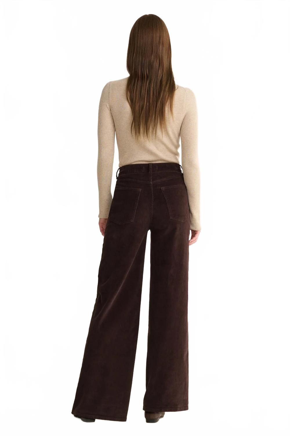Nce Corduroy Wide Leg Pants In Americano Brown