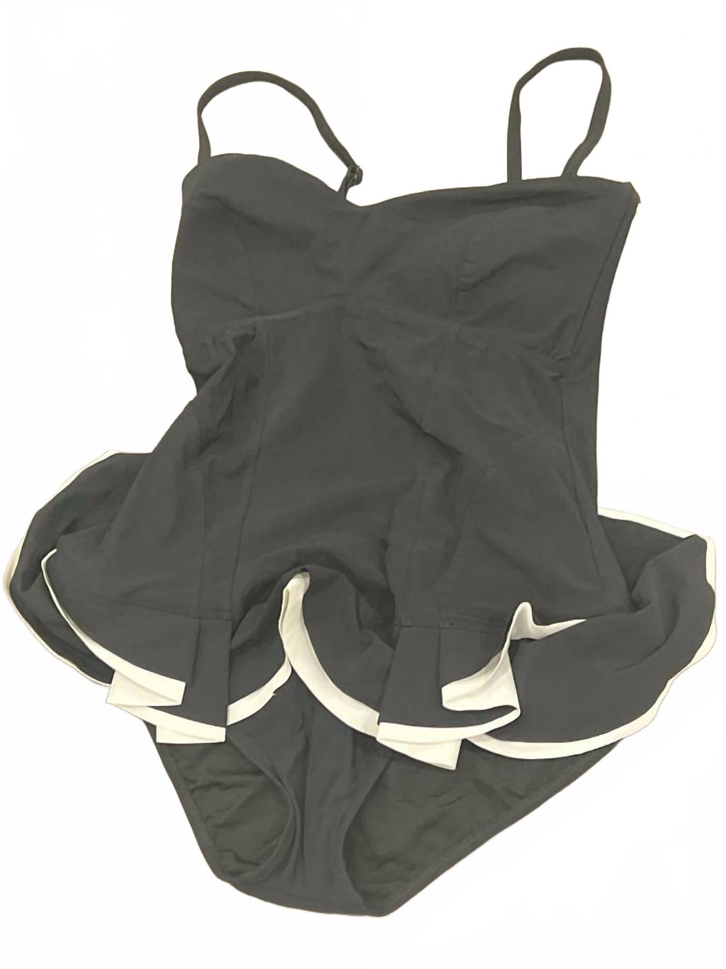 Belle Curve Bandeau Swimsuit Dress In Black/white