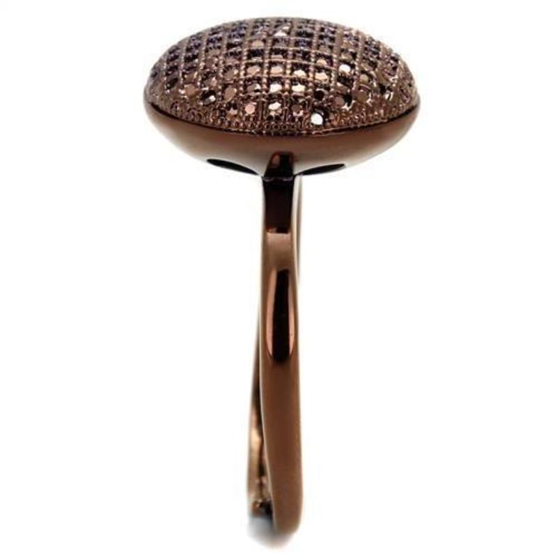 IP Coffee light Brass Ring with AAA Grade CZ in Light Coffee