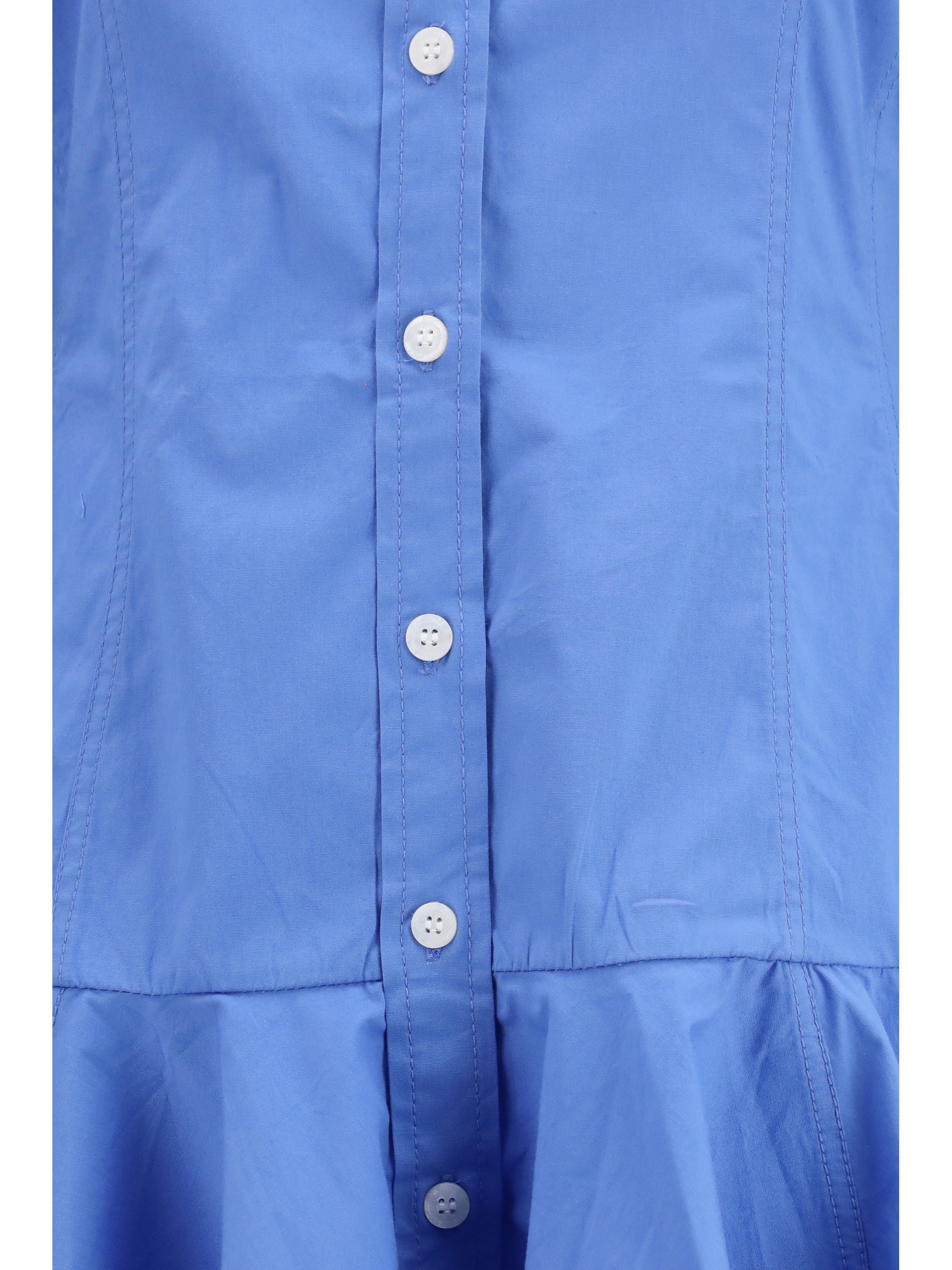 Ganni Women Cotton Shirt Dress With Balloon Skirt
