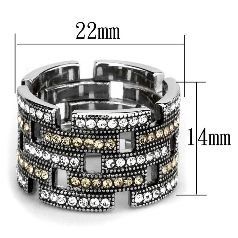 High polished (no plating) Stainless Steel Ring with Top Grade Crystal in Multi Color