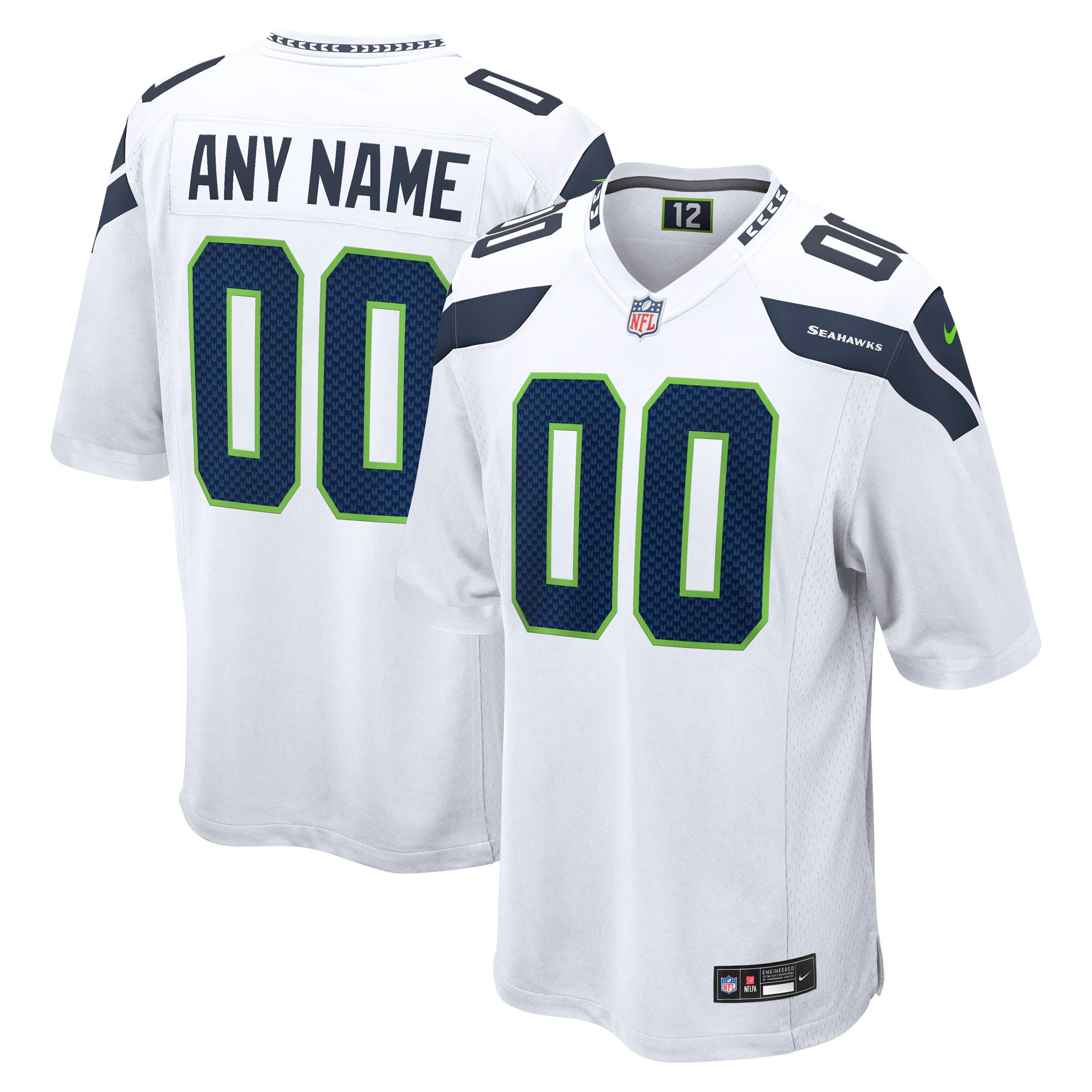 Seattle Seahawks White Custom Game Jersey