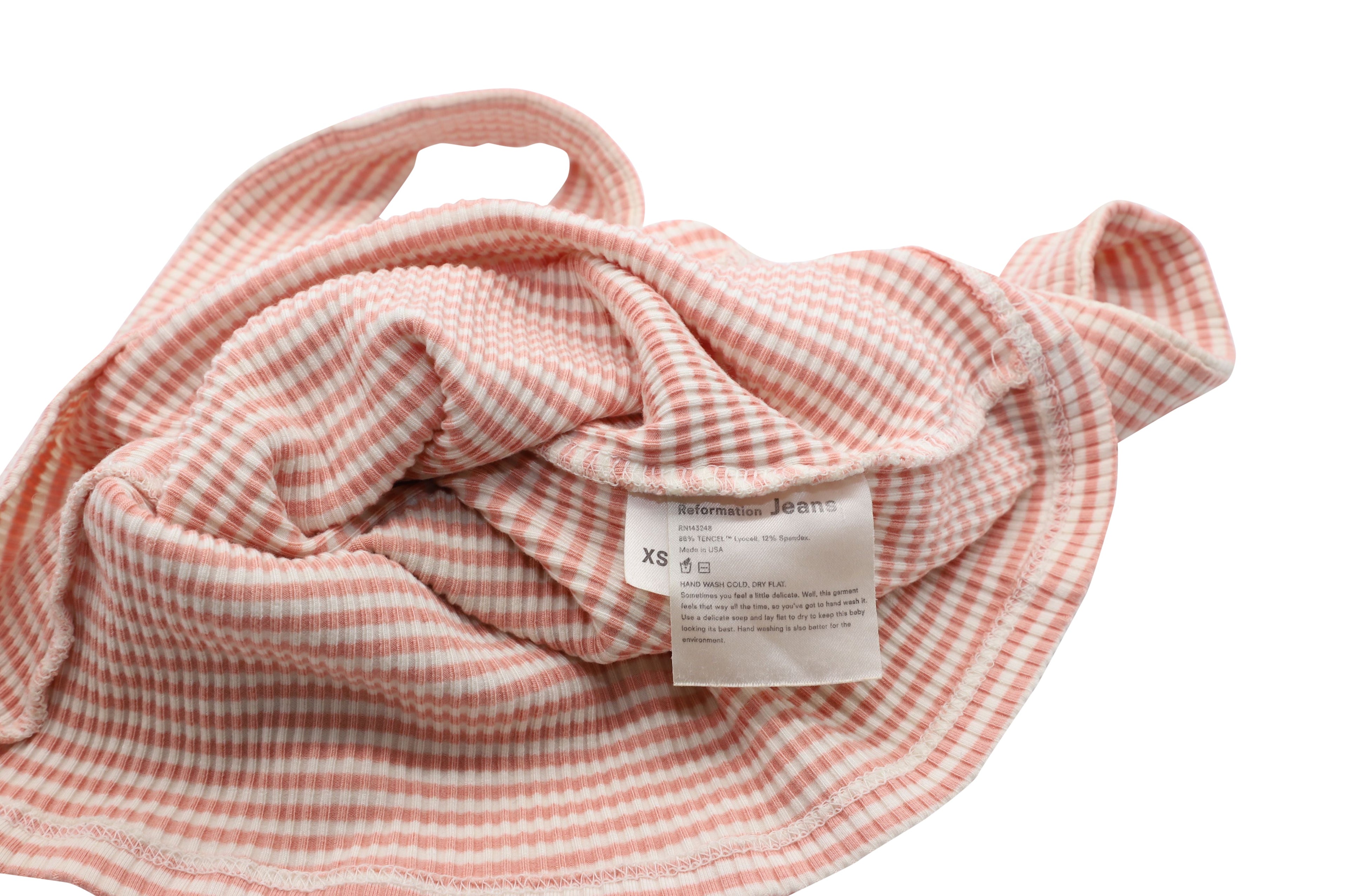 Reformation Striped Tank Top in Pink and White Tencel