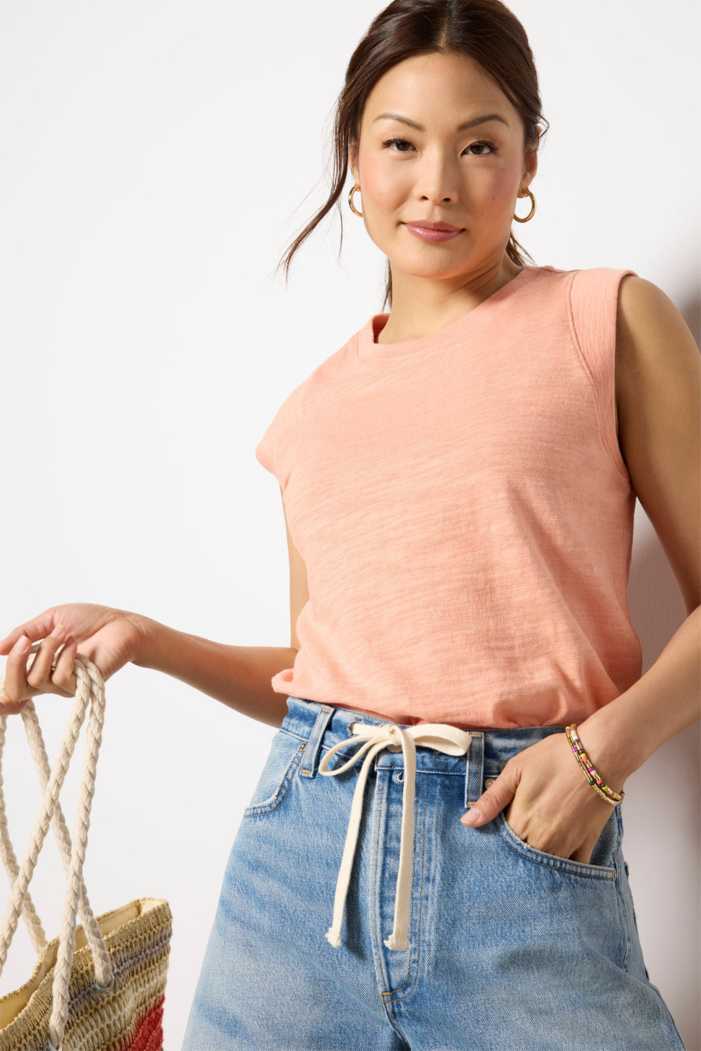 Women's Sunwashed Slub Muscle Tank Top
