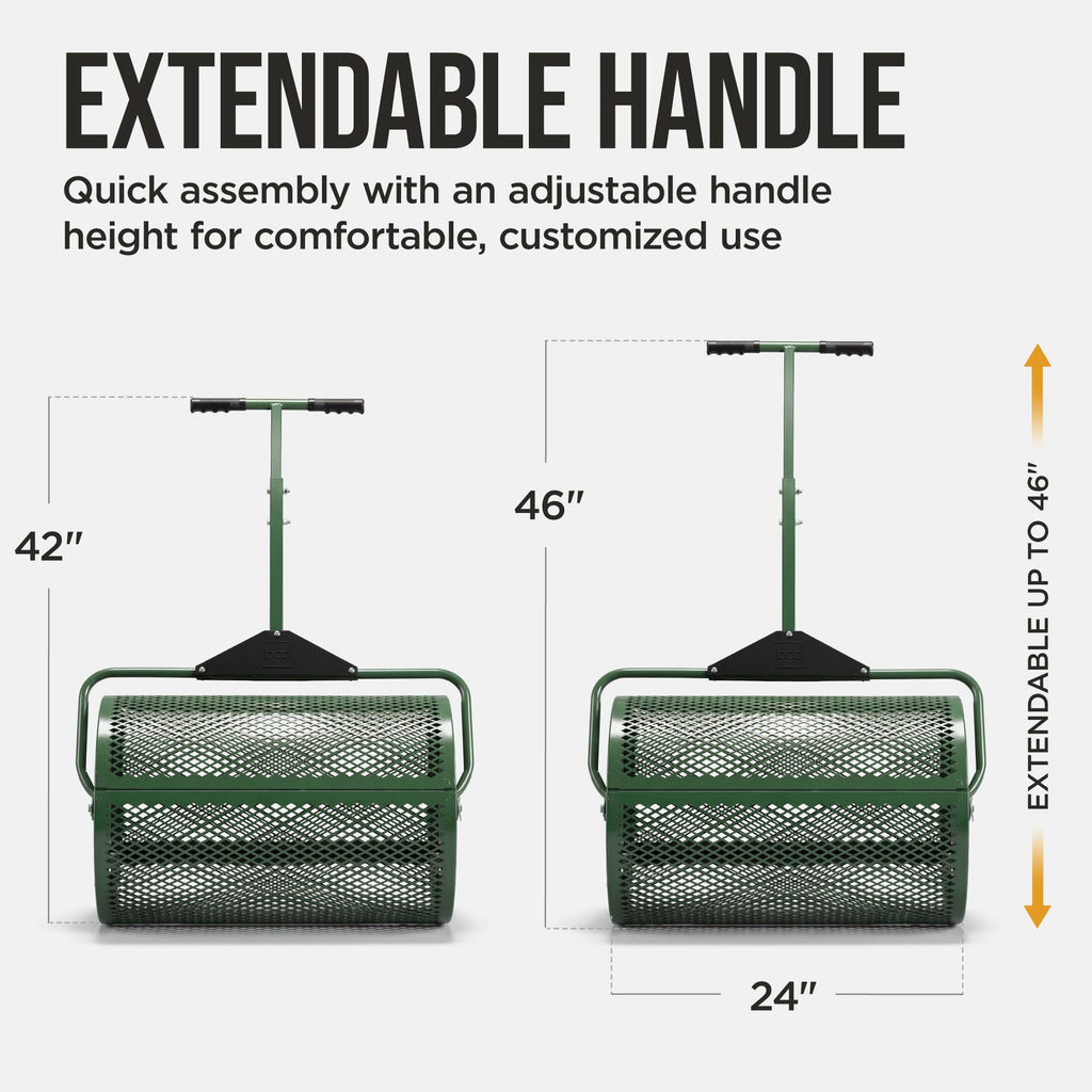 Best Choice Products 24" Compost Spreader, Steel Lawn & Peat Moss Topdresser, Adjustable T-Shaped Handle
