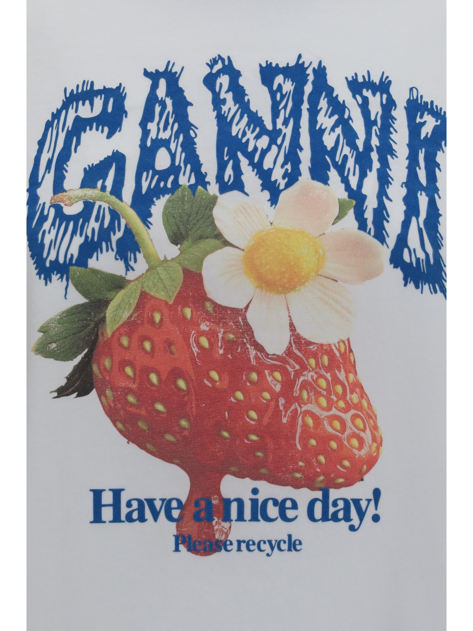 Ganni Women Strawberry Long-Sleeve Cotton T-Shirt