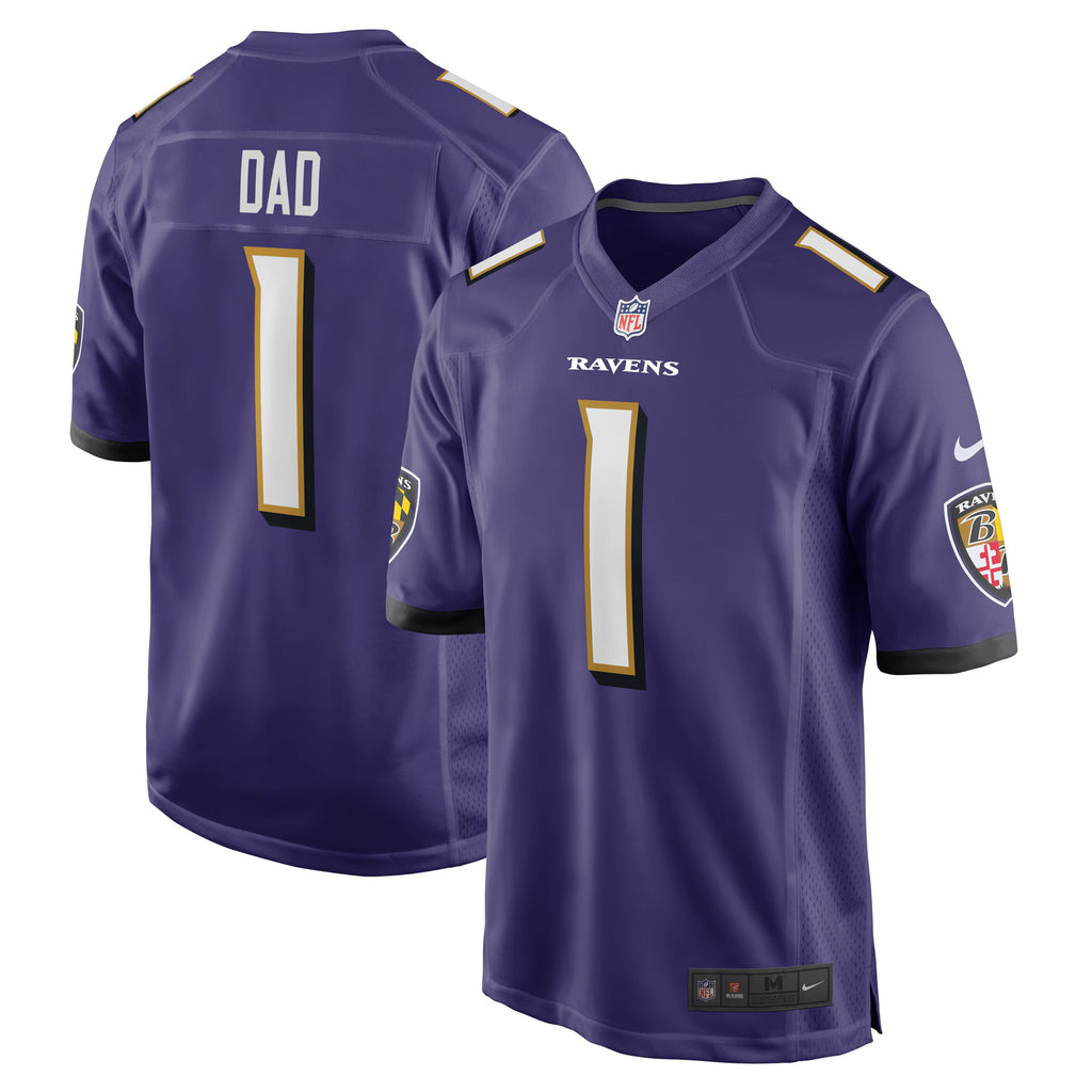 Baltimore Ravens Number 1 Dad Purple Game Jersey