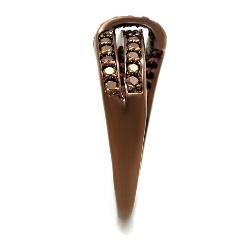 IP Coffee light Brass Ring with AAA Grade CZ in Light Coffee