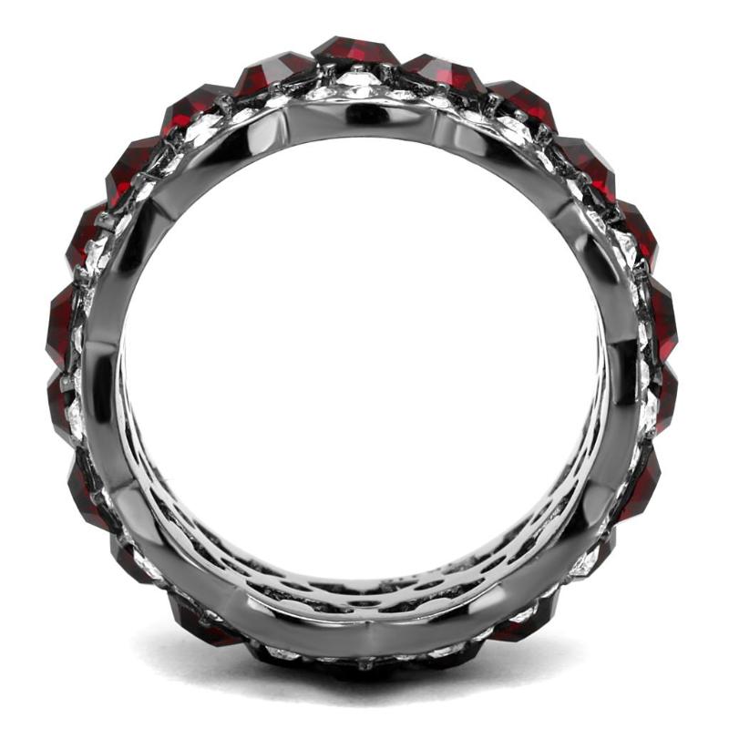 IP Light Black Stainless Steel Ring with Top Grade Crystal in Siam