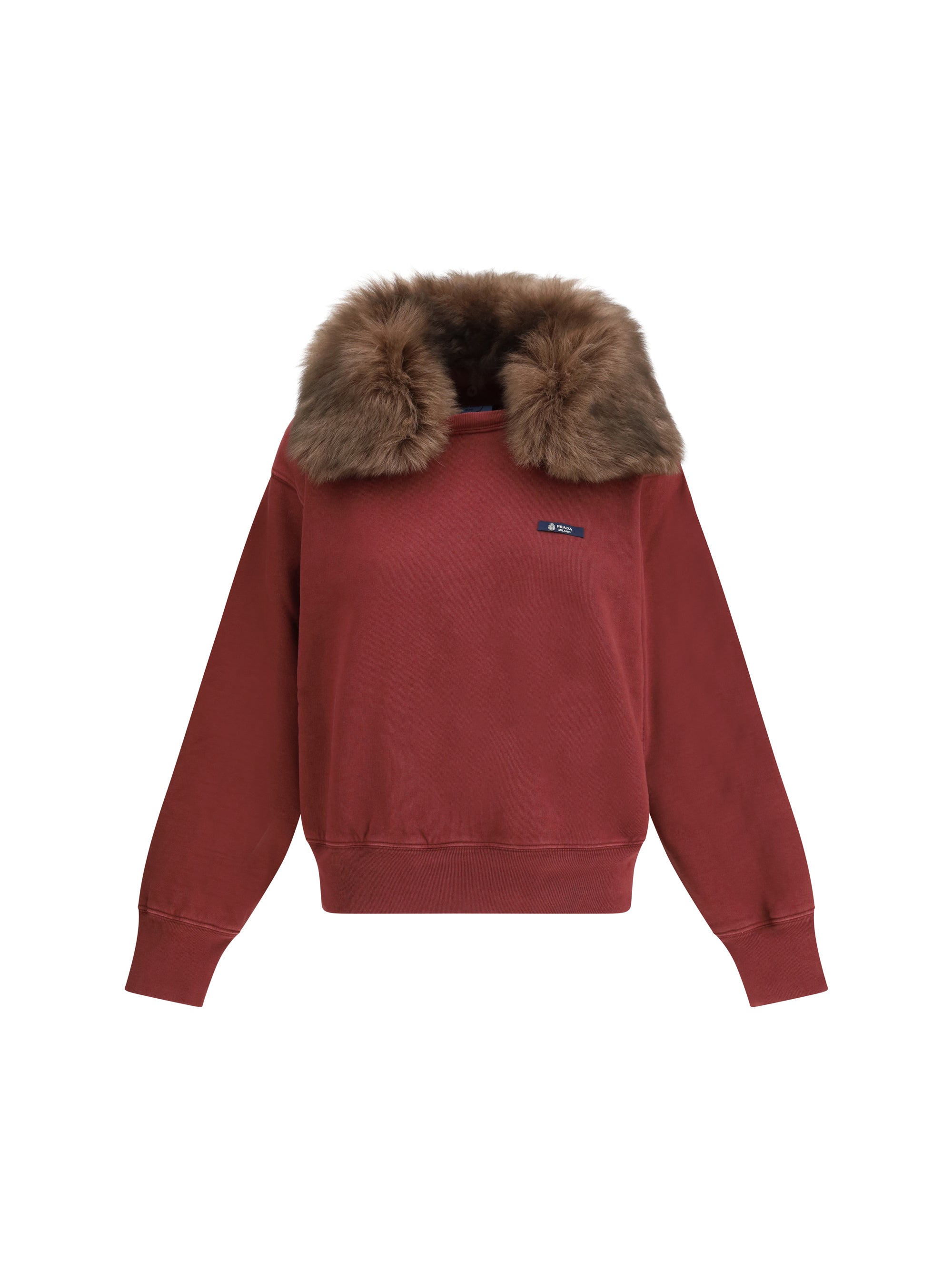 Prada Women Sweatshirt With A Shearling Collar