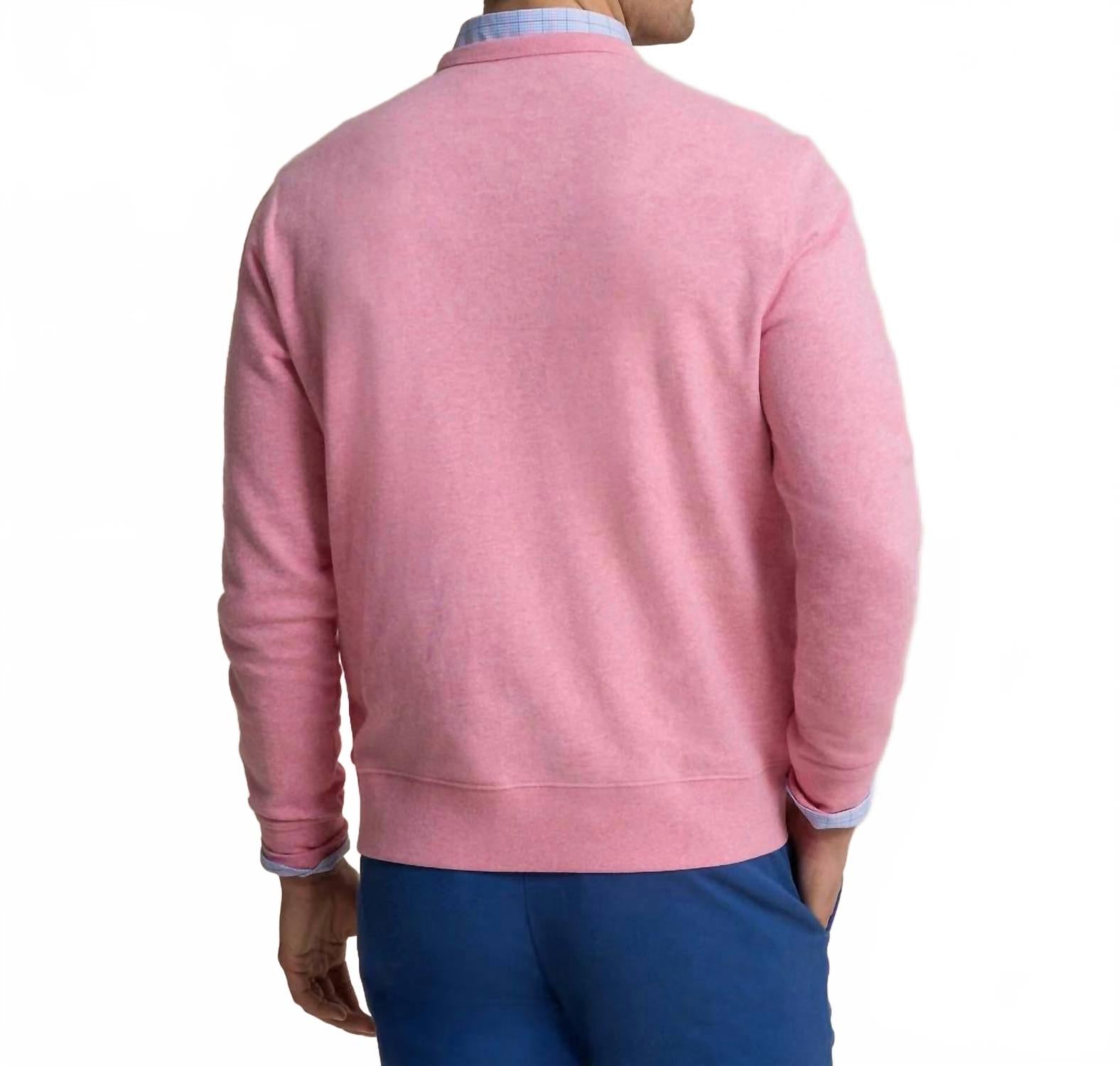 Upper Deck Crew Sweater In Heather Sea Pink