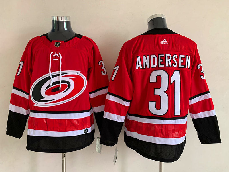 Men's Carolina Hurricanes Frederik Andersen #31 Red Player Game jersey