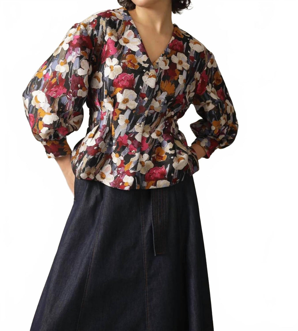 Kiki V-Neck Blouse In Vivid Viola