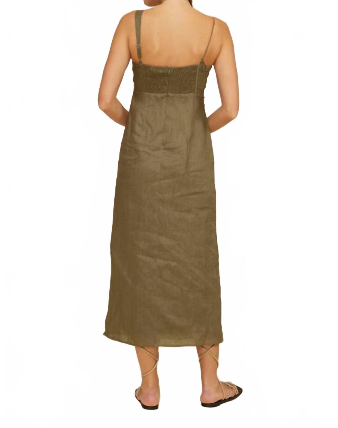 Fallon Bead Detail Dress In Olive