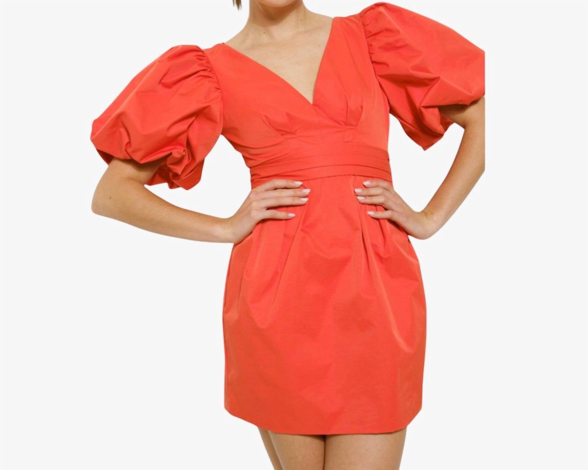 Sunset Bow Mini Dress In Red Orange