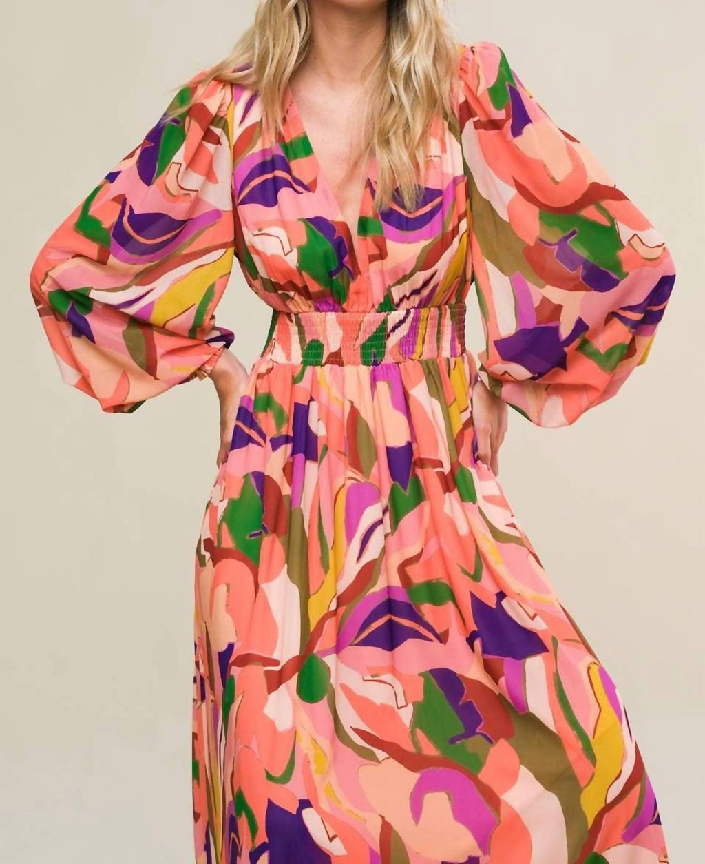 Over And Over Woven Maxi Dress In Peach