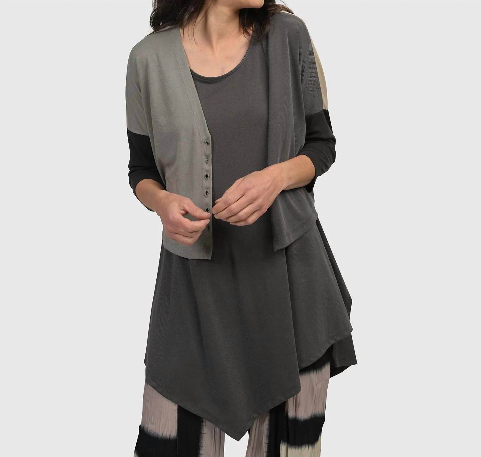 Essential Colorblock Cupro Cardigan In Multi