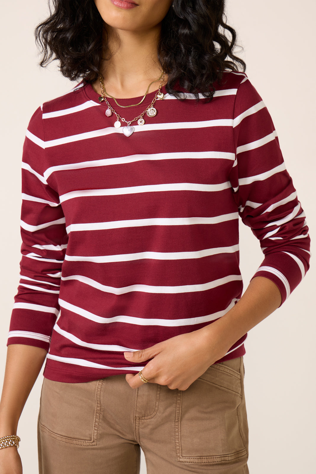 Women's Ever Perfect Long Sleeve Stripe T-Shirt