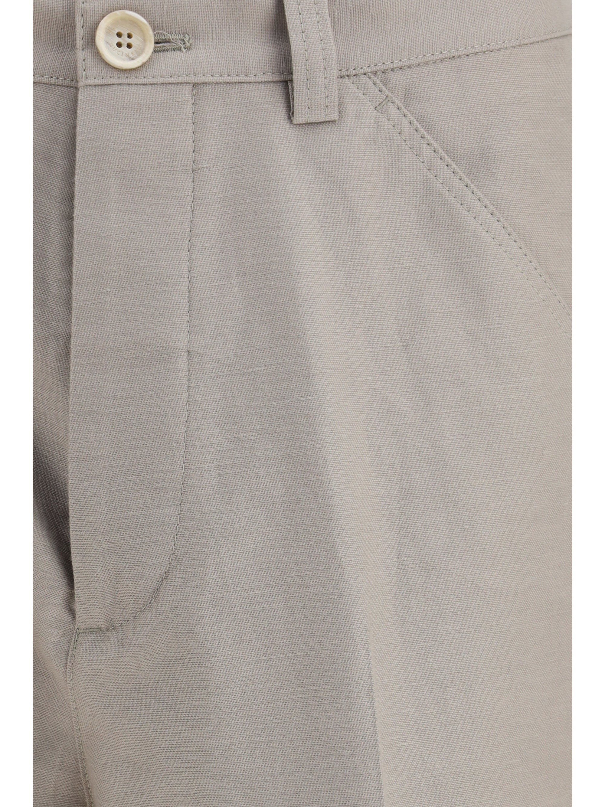 Brunello Cucinelli Men Tailored Pants In Cotton With Belt Loops