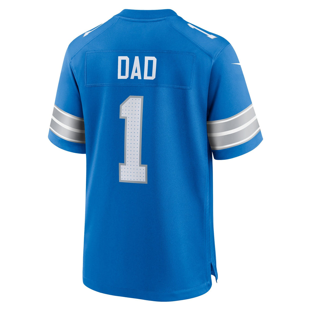 Detroit Lions Number 1 Dad Blue Game Jersey