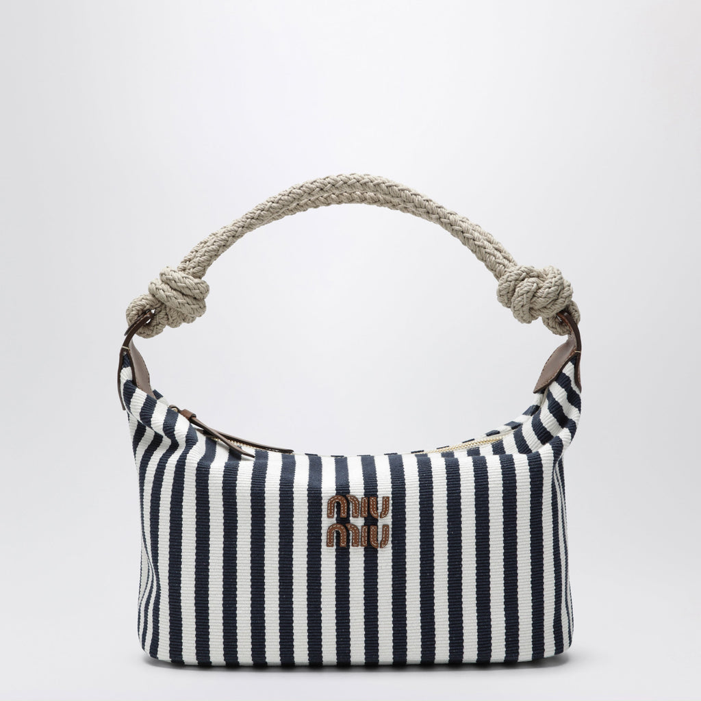 Miu Miu Blue/Cognac Striped Canvas Bag Women