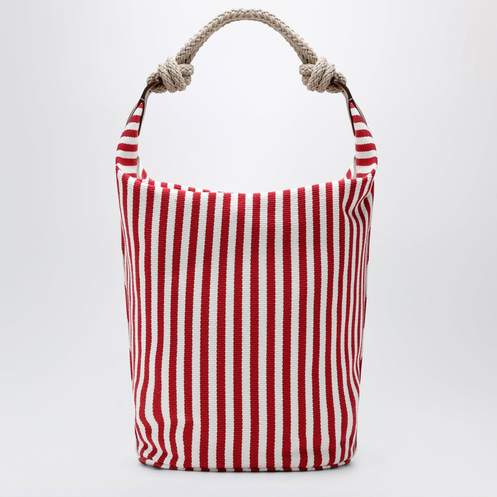 Miu Miu Striped Canvas Bag In Red/Cognac Women