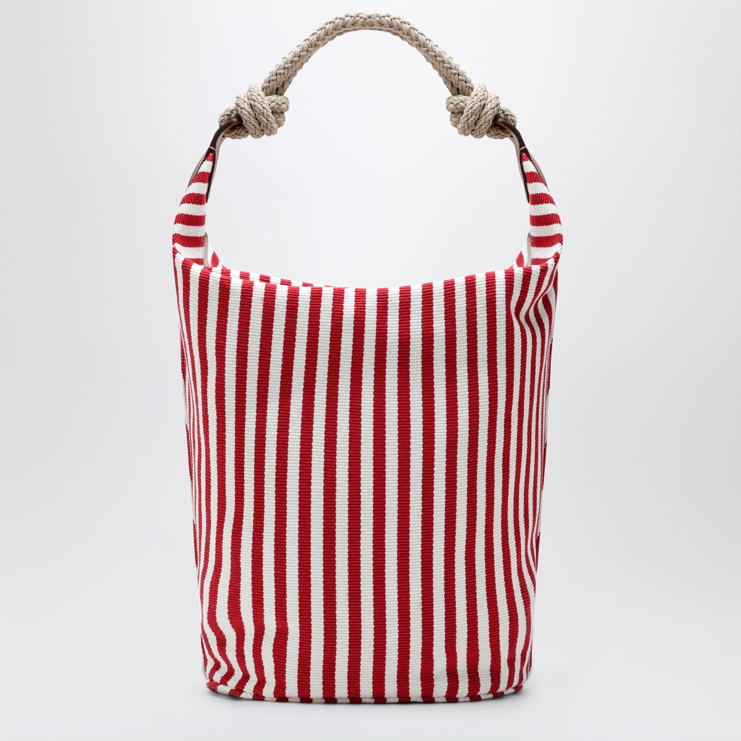 Miu Miu Striped Canvas Bag In Red/Cognac Women