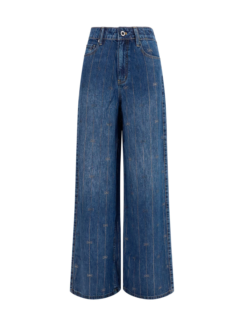Self-Portrait Women Crystal-Striped Jeans