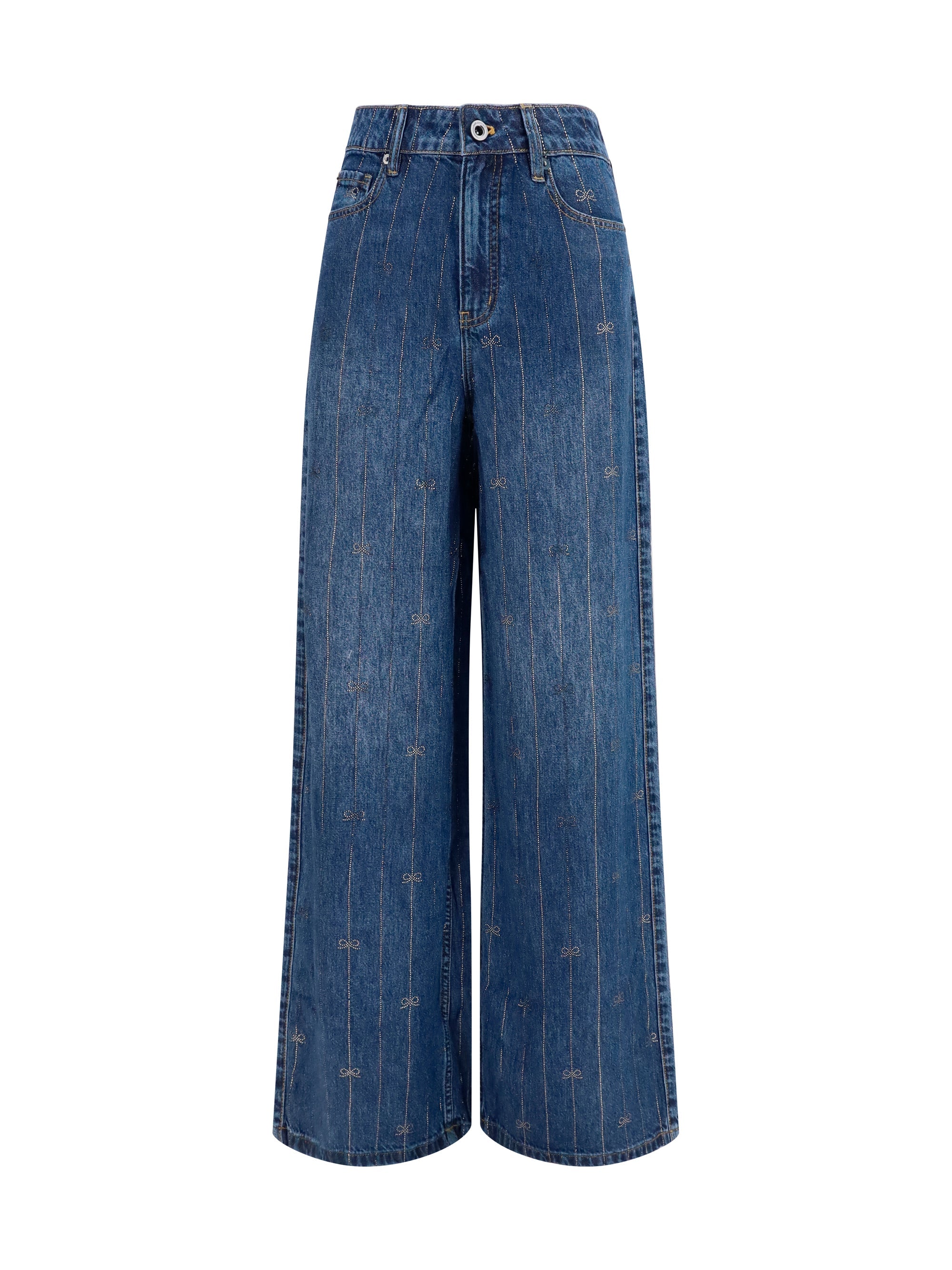 Self-Portrait Women Crystal-Striped Jeans