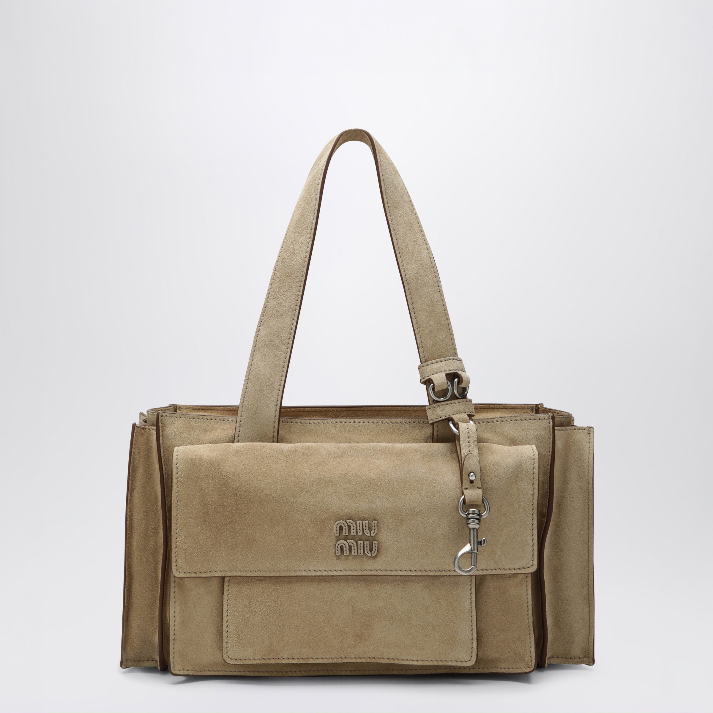 Miu Miu Ecru Suede Utilitaire Satchel Women