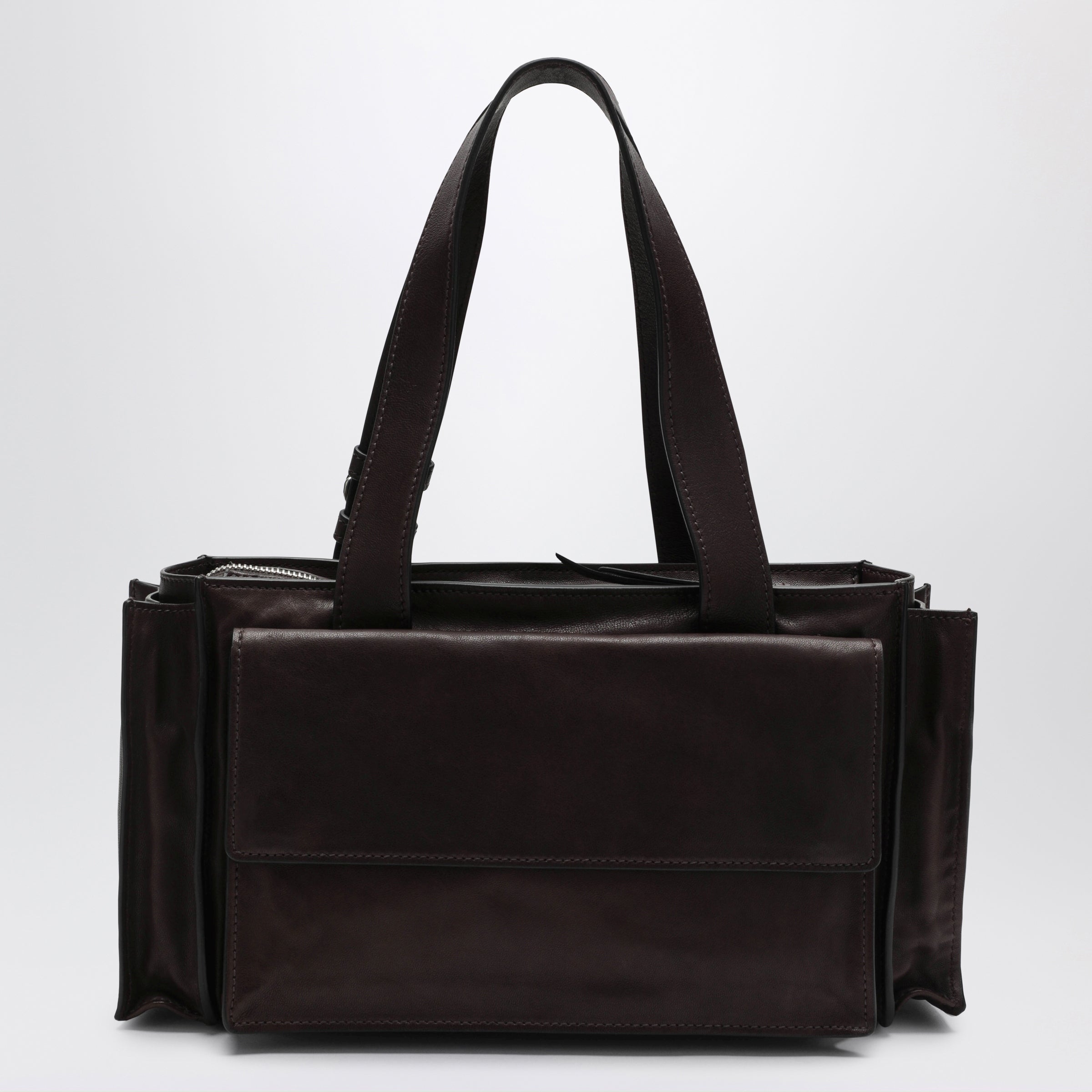 Miu Miu Utilitaire Shopping Bag In Antique-Effect Lambskin, Burnt Women