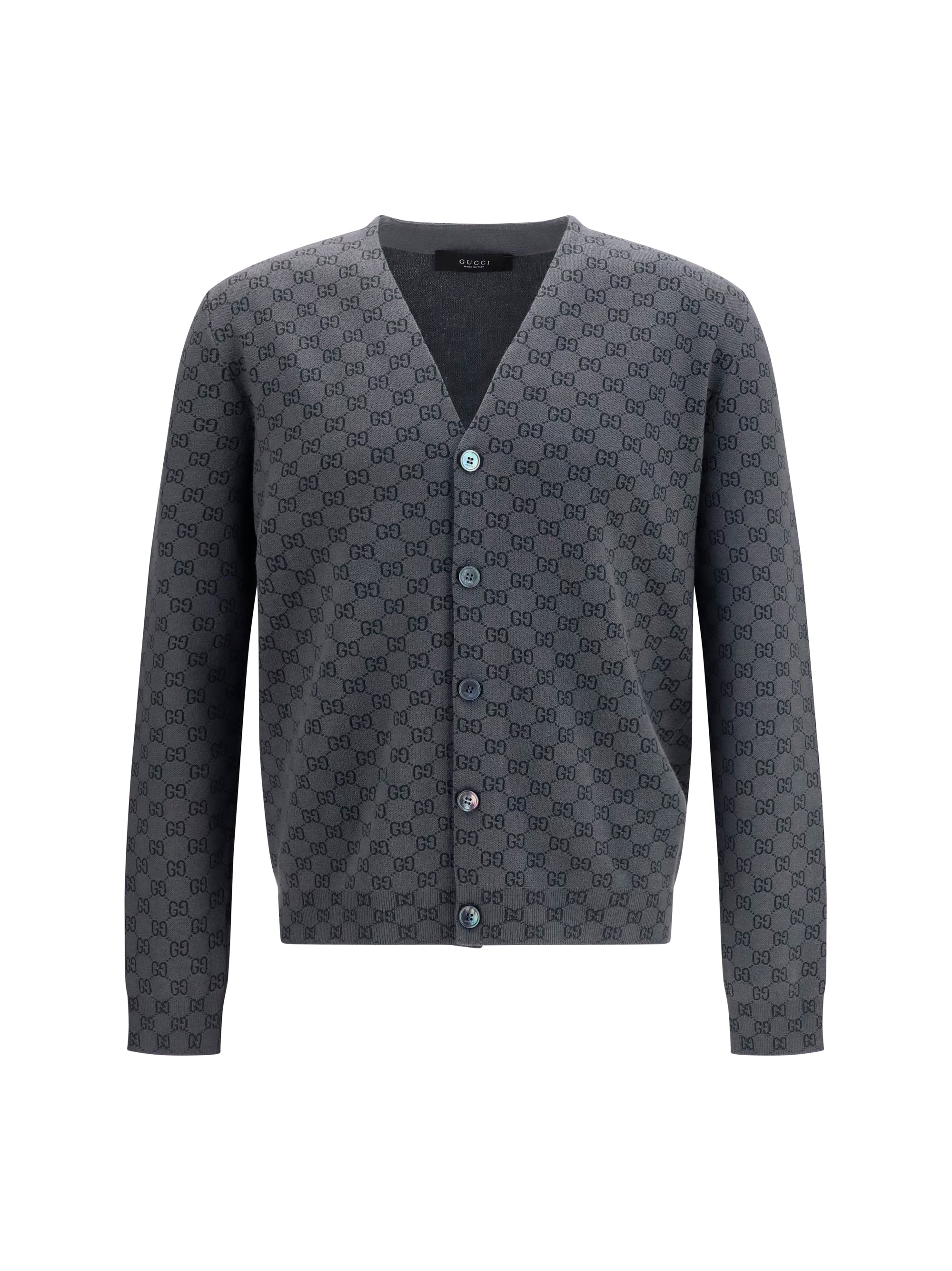 Gucci Men Silk And Wool Gg Print Cardigan