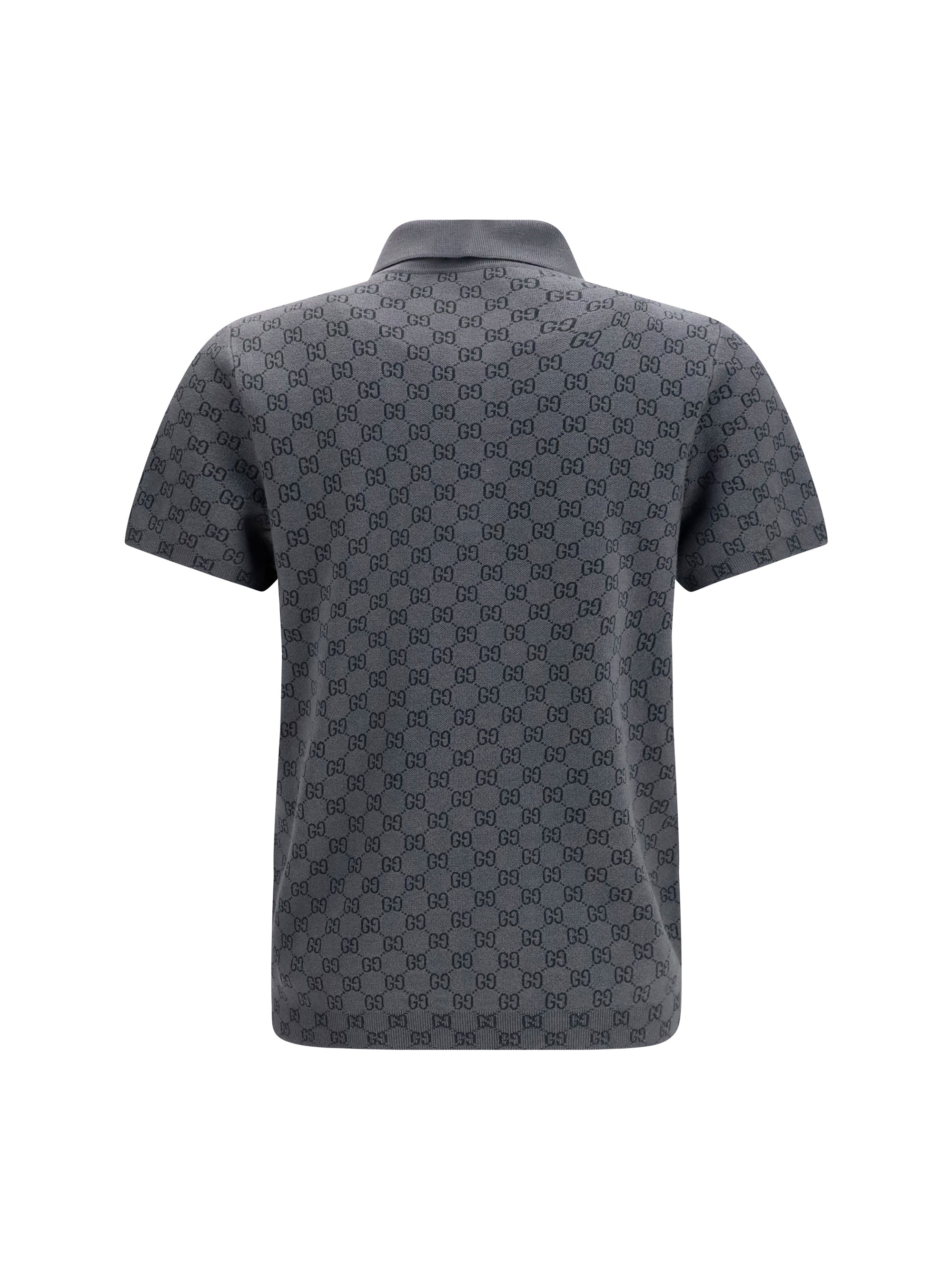 Gucci Men Gg Jacquard Wool And Silk Polo Shirt