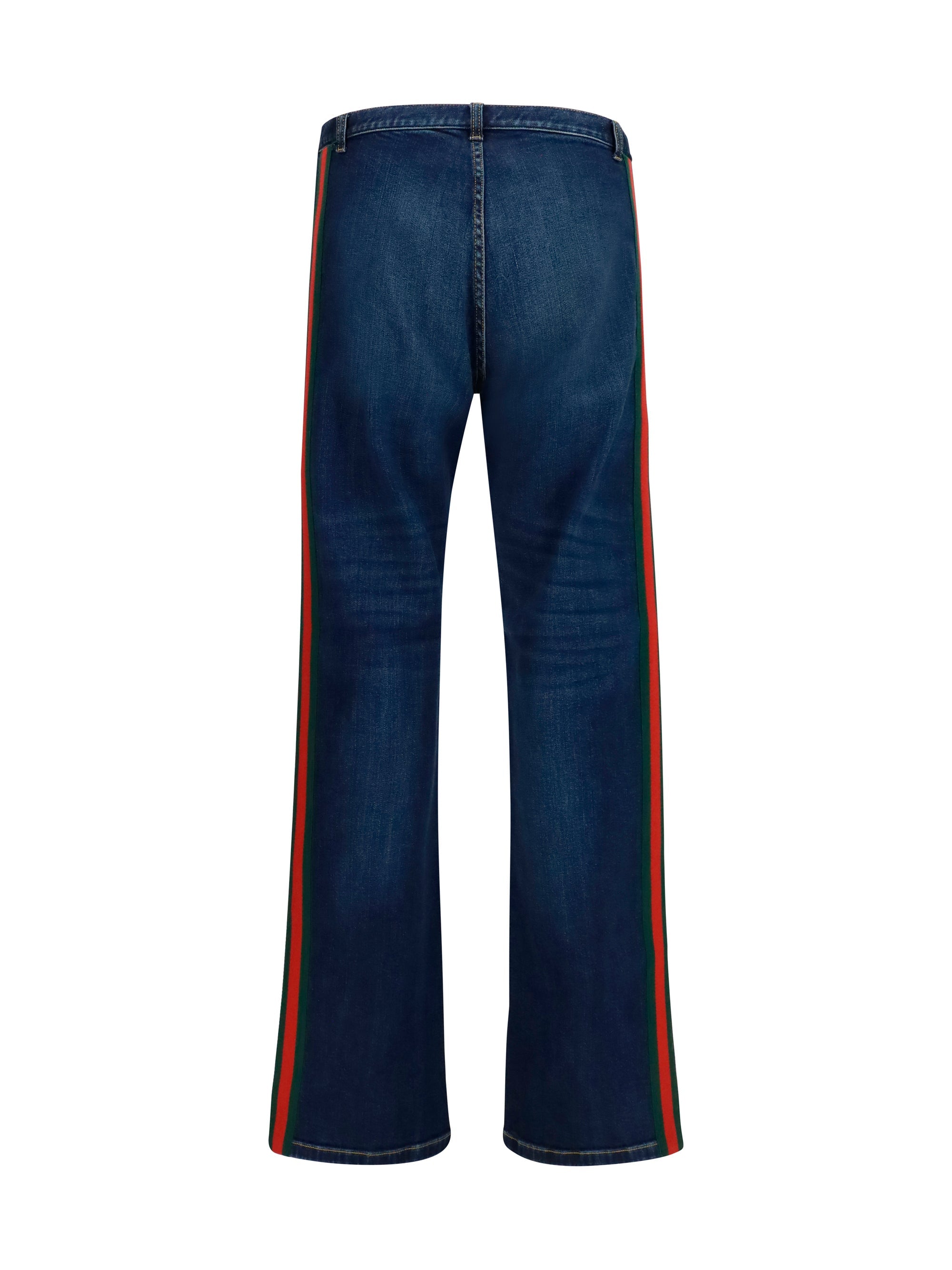 Gucci Men Cotton Jeans With Web Stripe