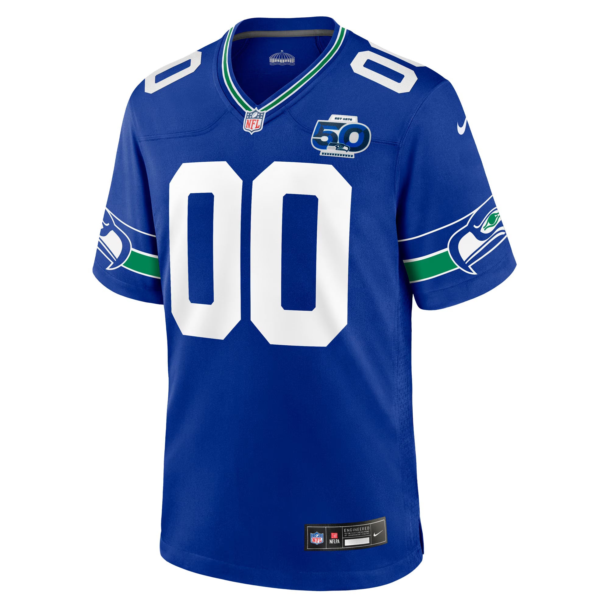 Seattle Seahawks Royal 50th Season Throwback Custom Game Jersey