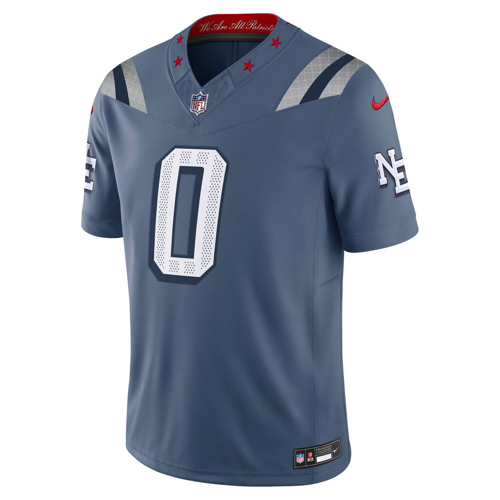 New England Patriots Christian Gonzalez Storm Blue 2025 Rivalries Collection Limited Jersey