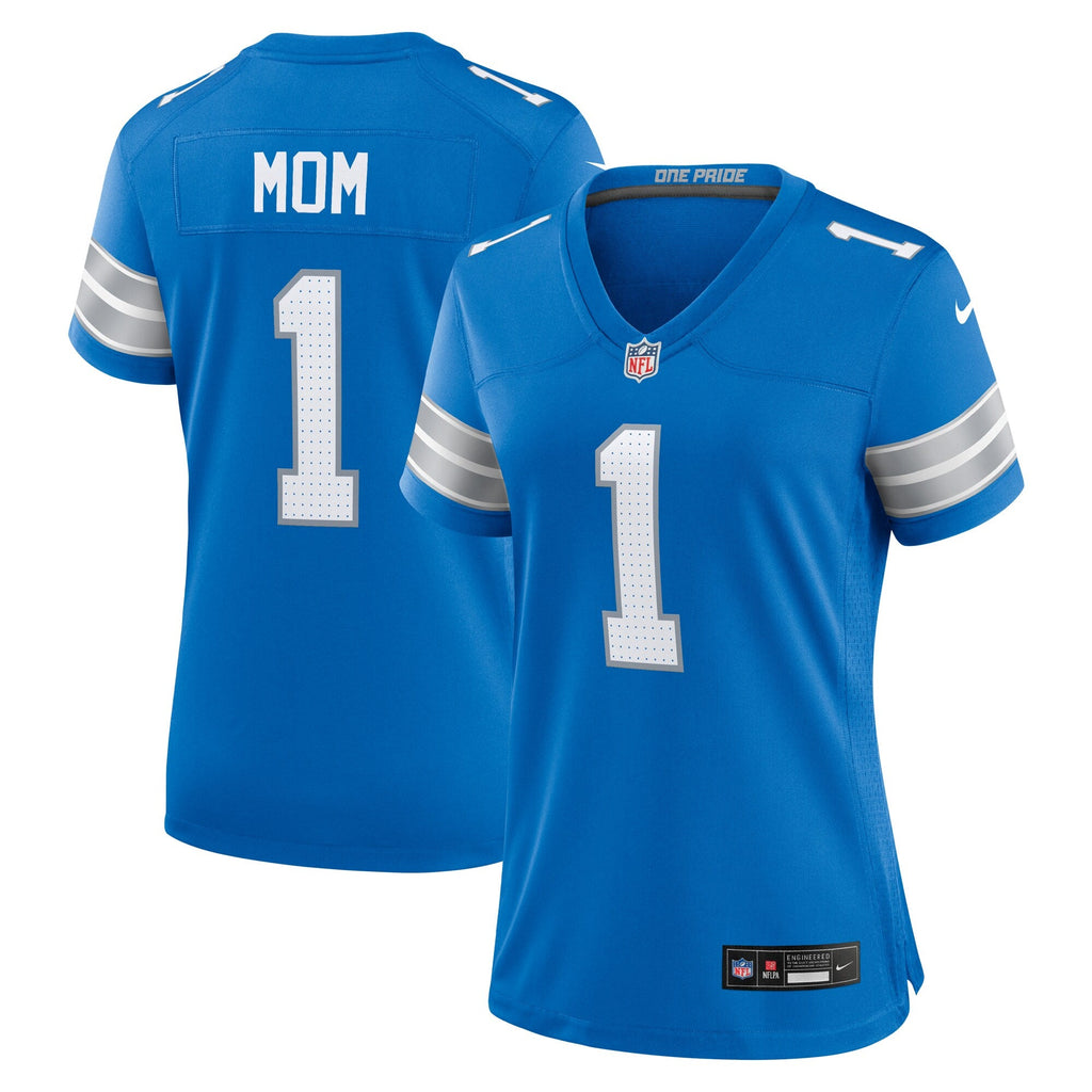 Detroit Lions Number 1 Mom Blue Game Jersey