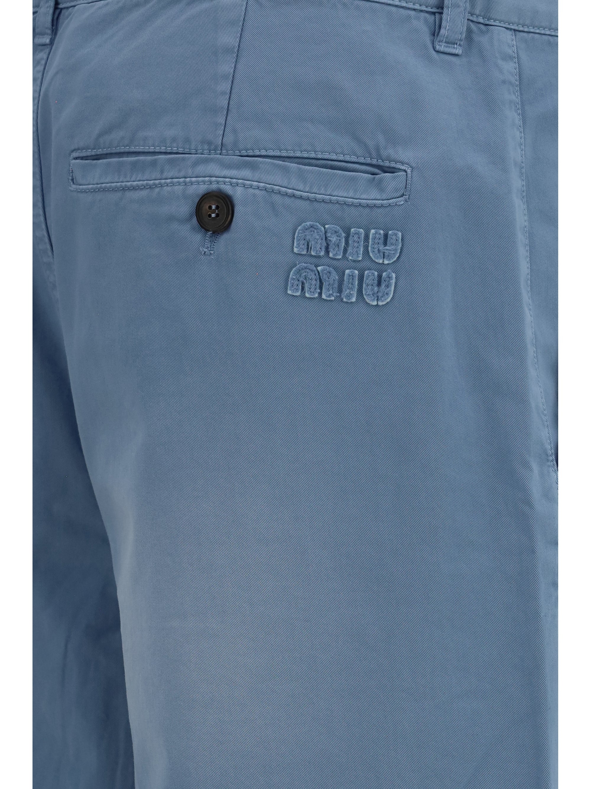 Miu Miu Women Garment-Dyed Wide-Leg Pants