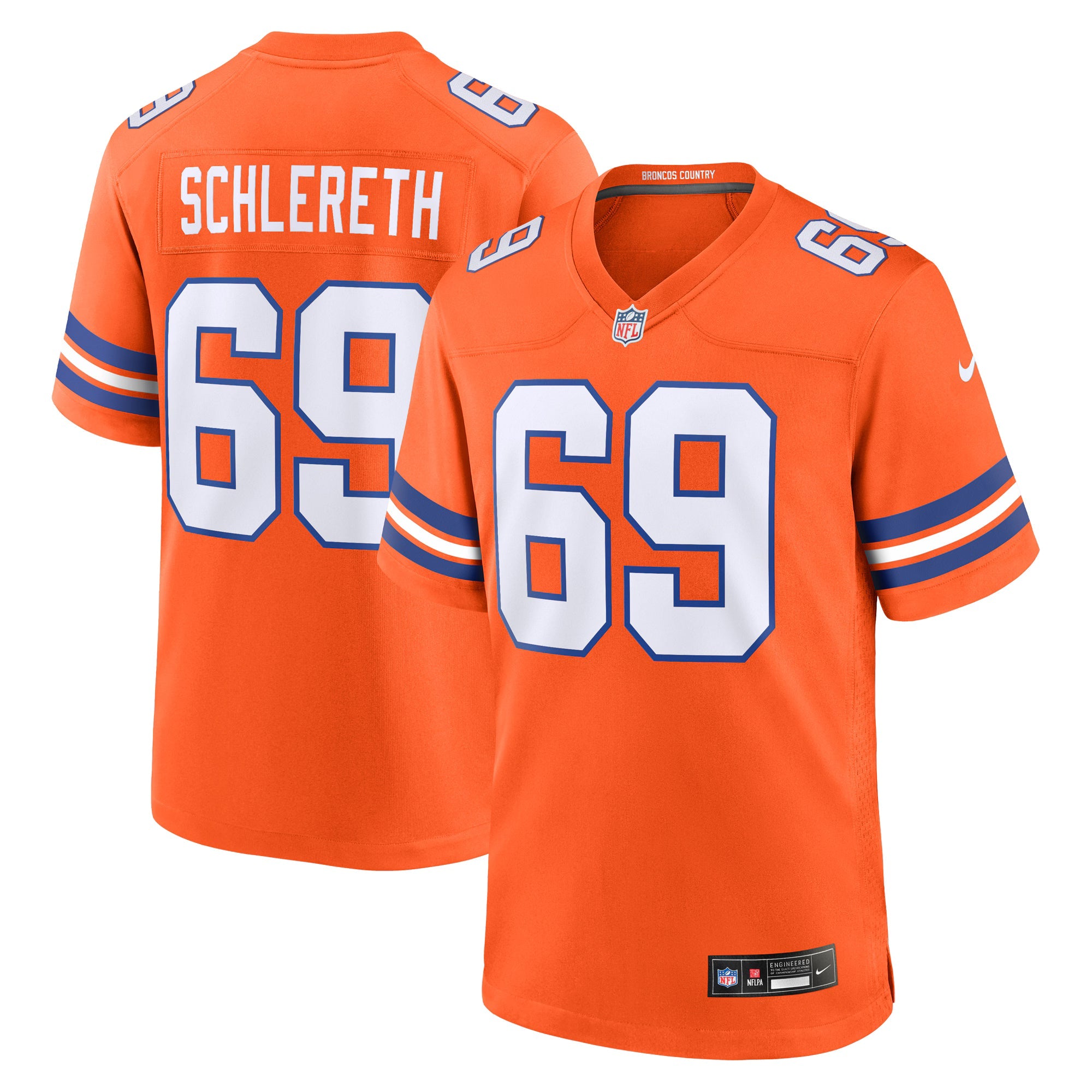 Denver Broncos Mark Schlereth Orange Retired Player Alternate Game Jersey