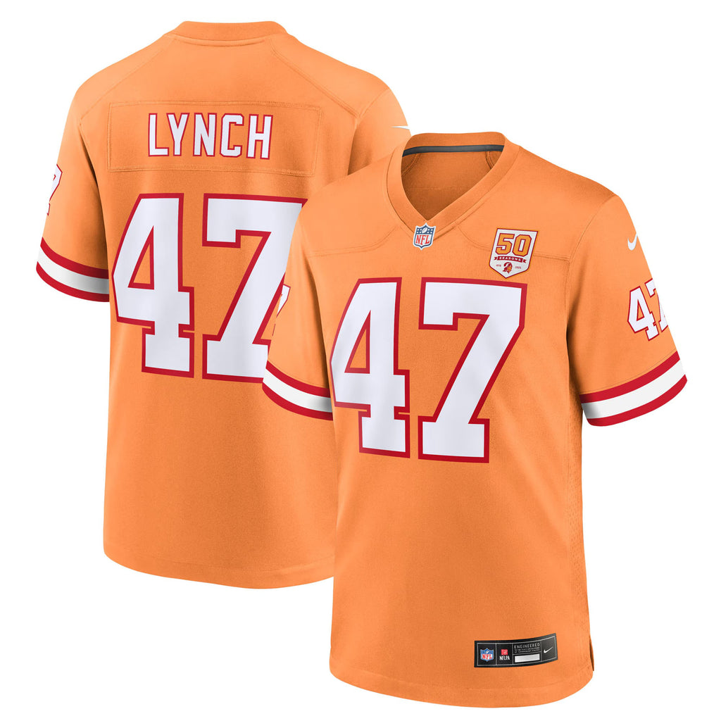 Tampa Bay Buccaneers John Lynch Creamsicle 50th Season Game Jersey
