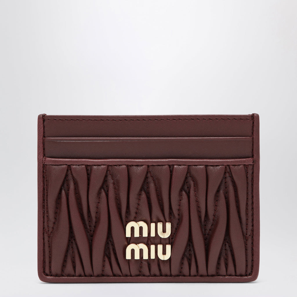 Miu Miu Bordeaux Matelasse Nappa Card Holder Women