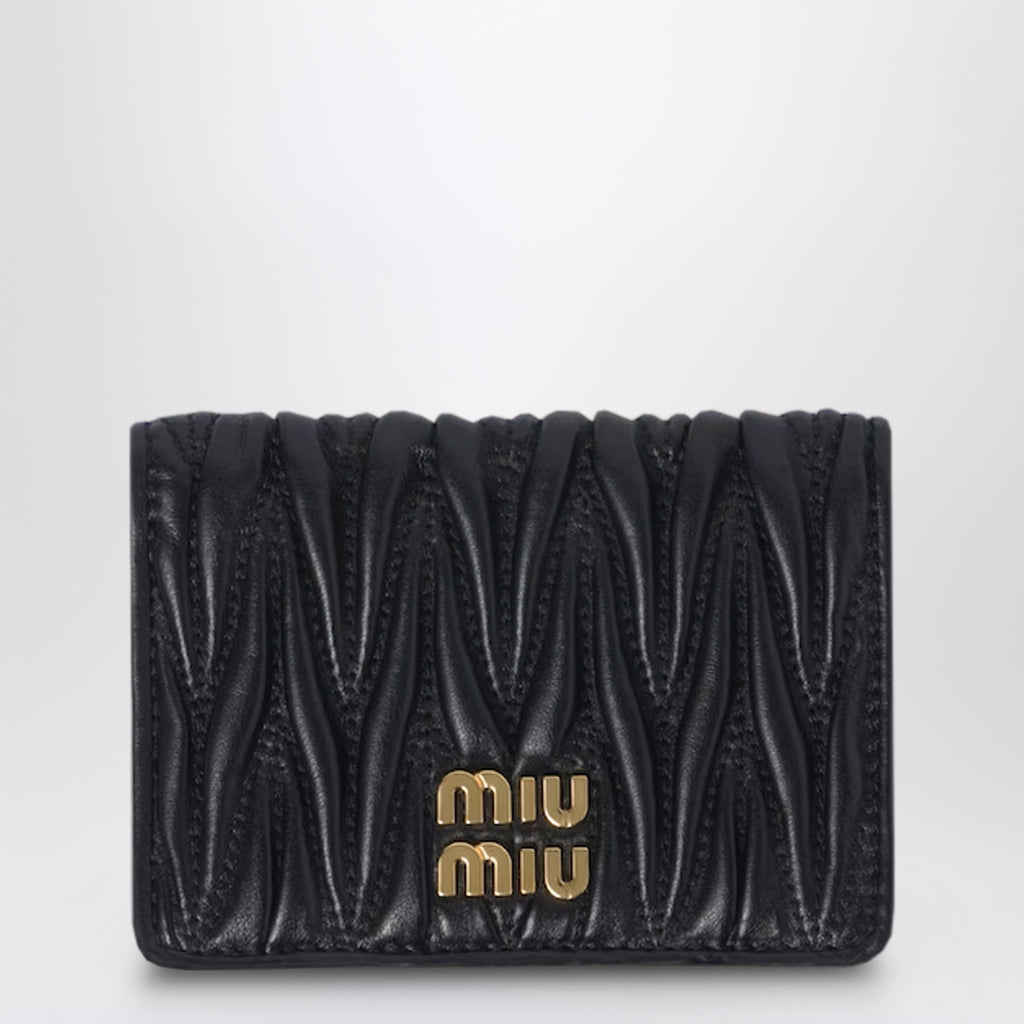 Miu Miu Black Matelasse Nappa Card Holder Women