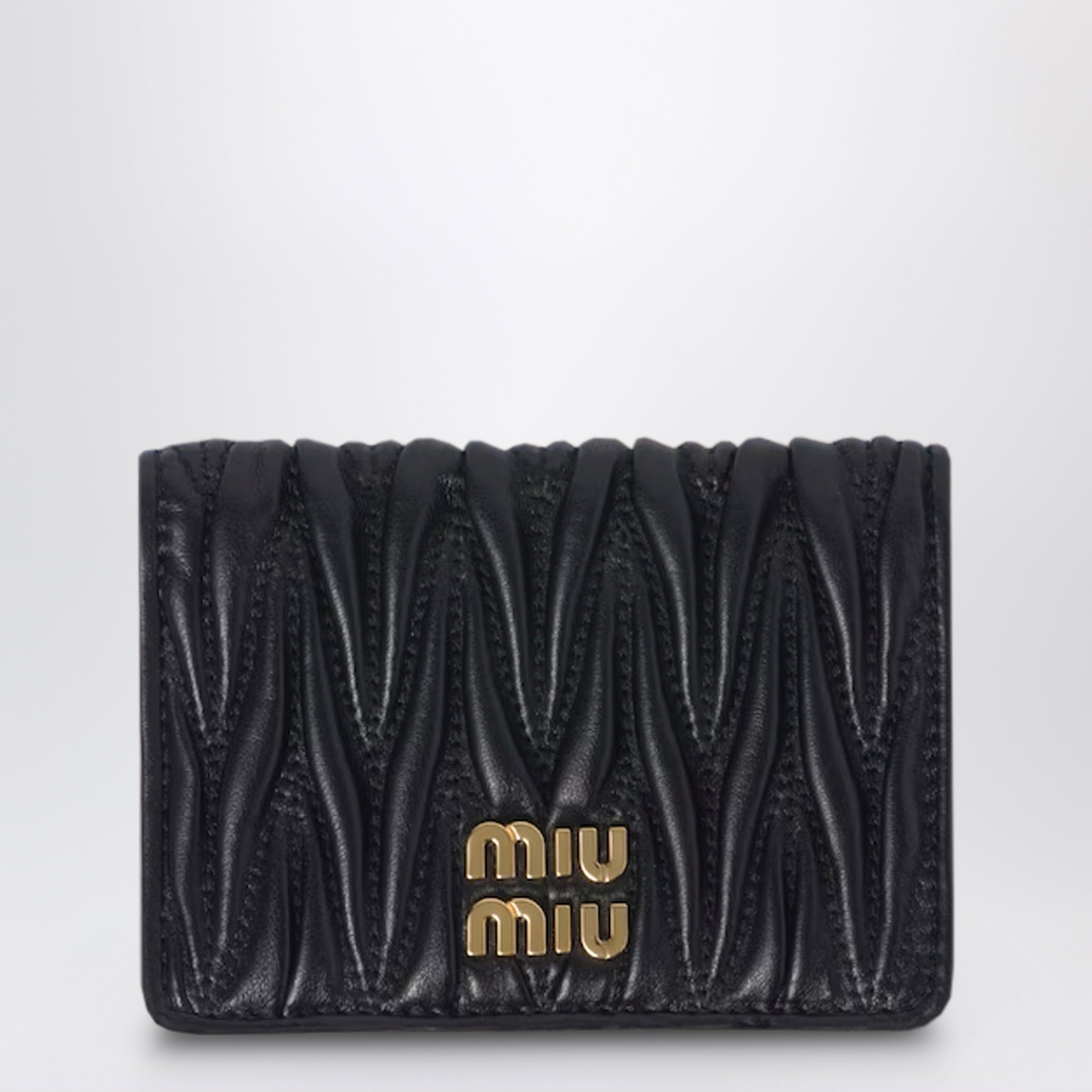 Miu Miu Black Matelasse Nappa Card Holder Women