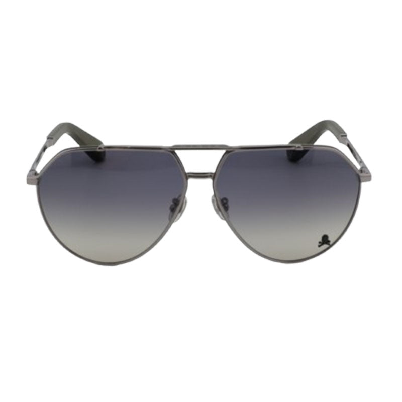 Philipp Plein Sunglasses Aviator Full Rim, Shiny Gunmetal Frame And Light Gradient Grey Lens Spp007V0508