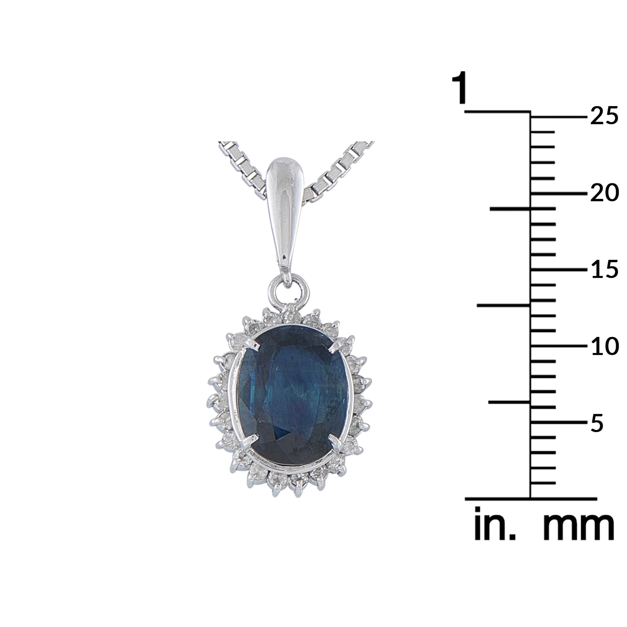 LB Exclusive Platinum 0.17ct Diamond and Sapphire Pendant Necklace MF03-041426