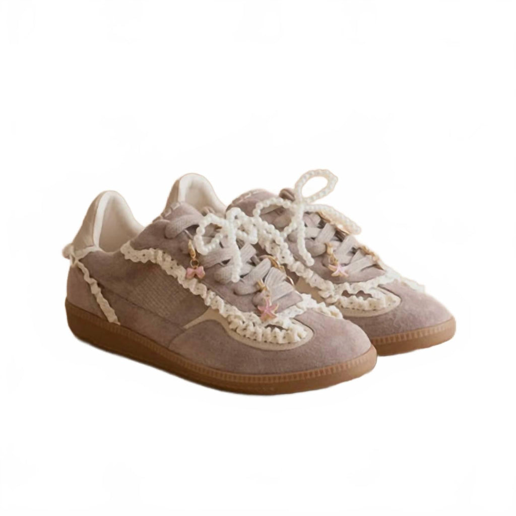 Women's April Lace Trimmed Retro Sneaker In Dark Grey