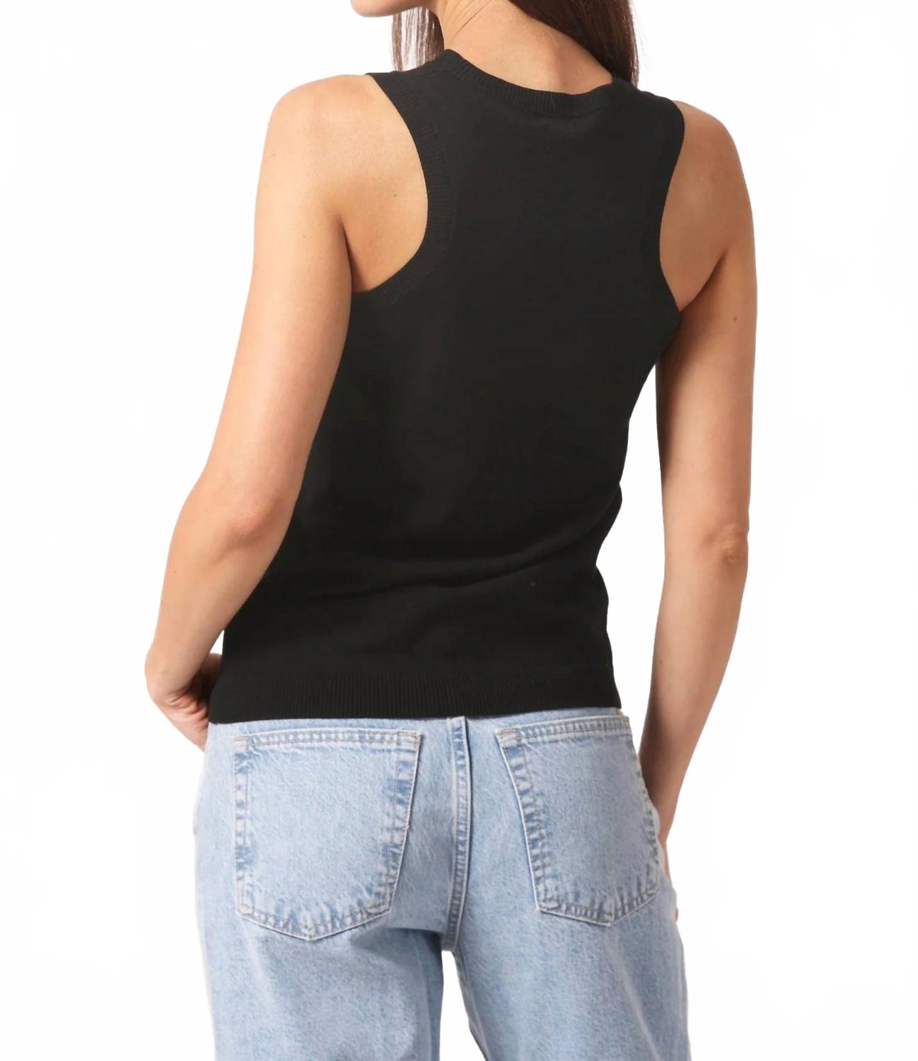 Viscose Crew Tank Top In Black