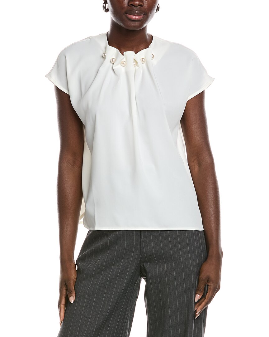 Gracia Pearl Embellished Neck Top