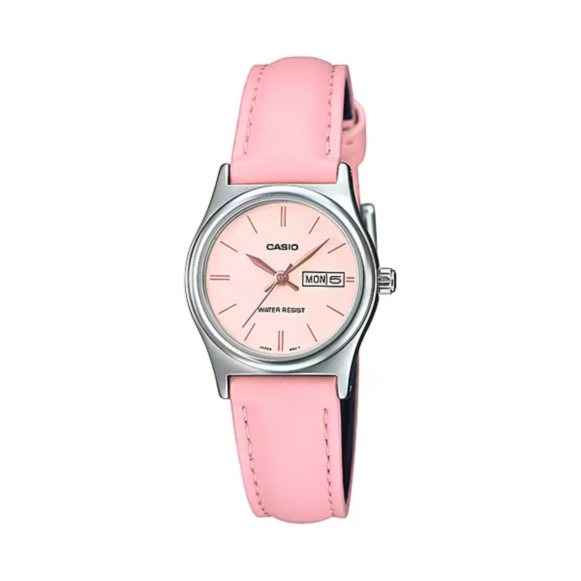 Casio Women’s Pink Leather Strap Watch Pink Dial - LTP-V006L-4BUDF