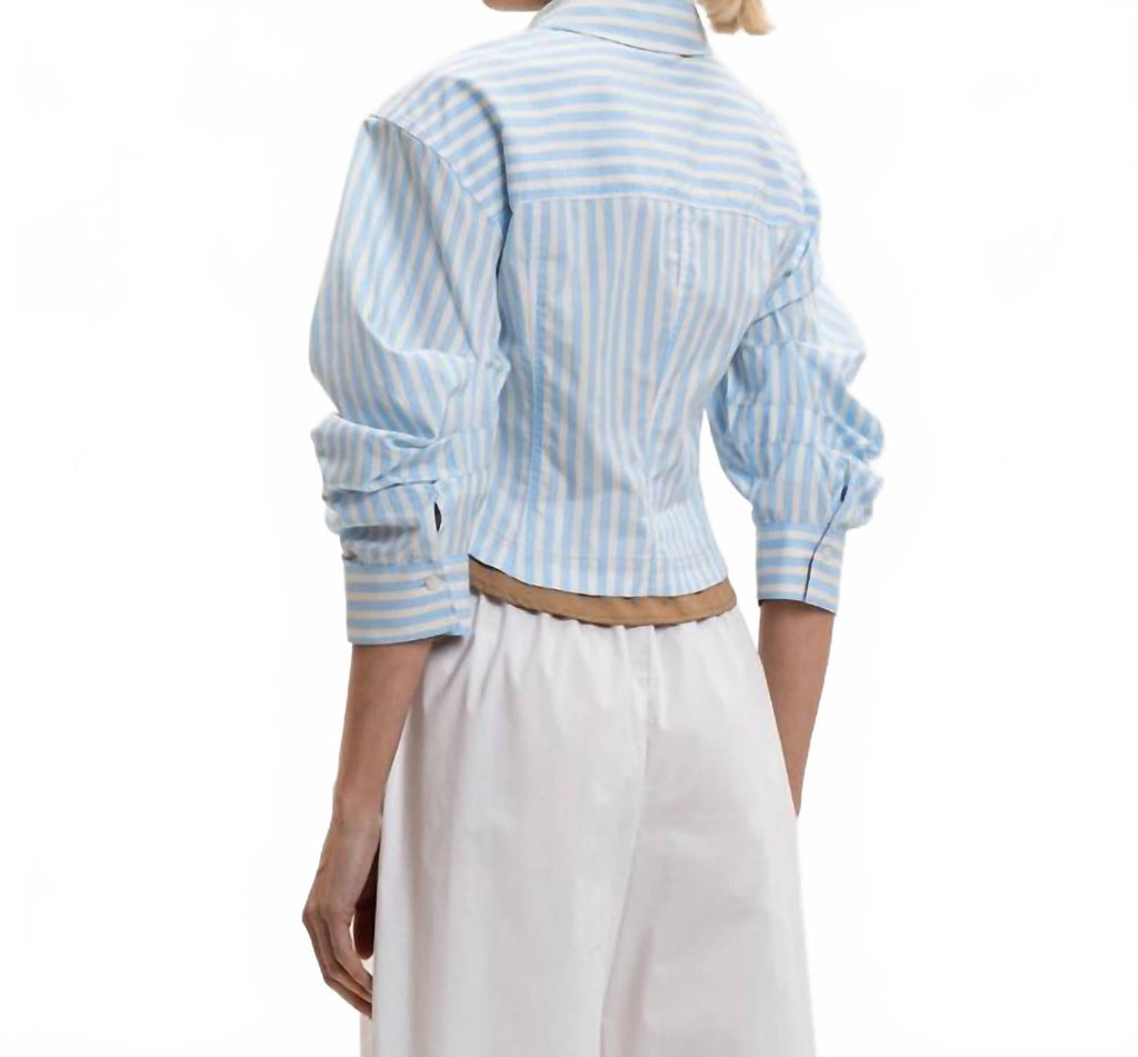 Boone Combo Shirt In Hydrangea Blue Stripe
